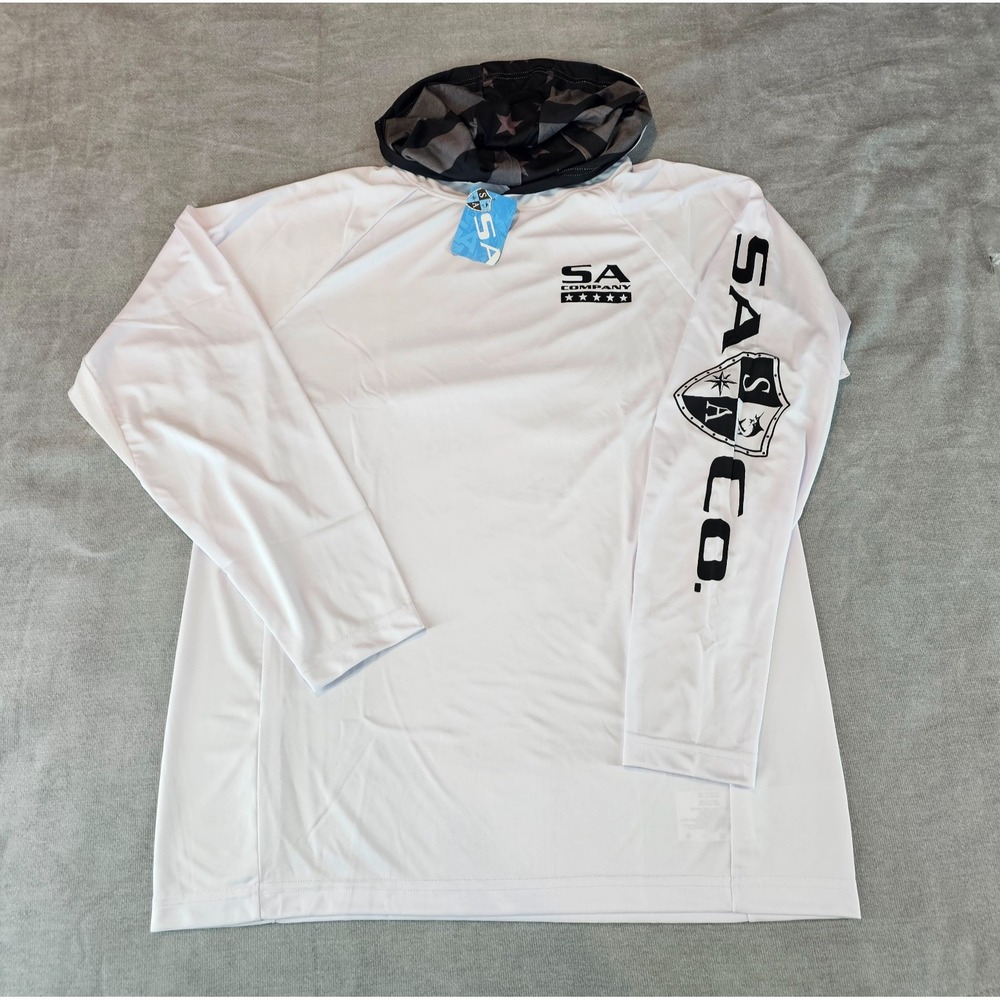 Soul of Adventure Mens Hooded Flag Shirt Mesh White Long Sleeve Fishing XL UPF50